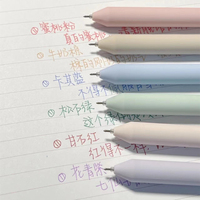 白雪彩色中性笔旋转式莫兰迪色系做笔记速干水笔学生黑笔st笔头按动圆珠笔ins高颜值手帐彩笔替换芯笔芯