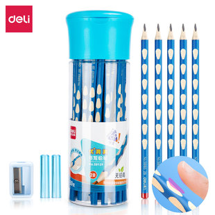 得力洞洞笔铅笔小学生三角杆2比hb铅笔一年级2b考试铅笔三棱儿童幼儿园练字初学者写字文具用品