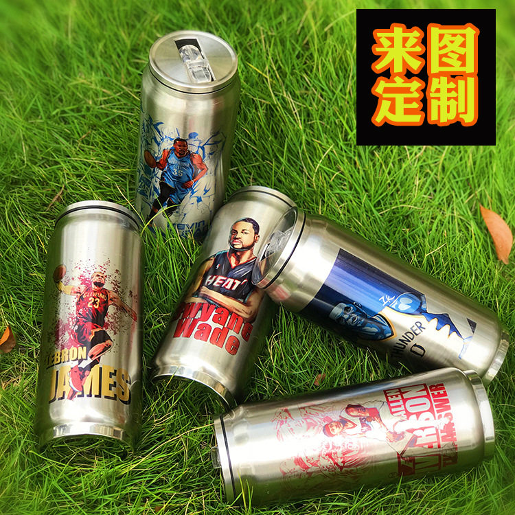 彩色球星保温杯不绣钢韦德威少利文斯顿易拉罐真空保温杯实用礼品