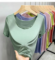 Summer Modal short-sleeved T-shirt for women, large-sized slimming innerwear, loose and thin home wear, half-sleeved top thumbnail 8