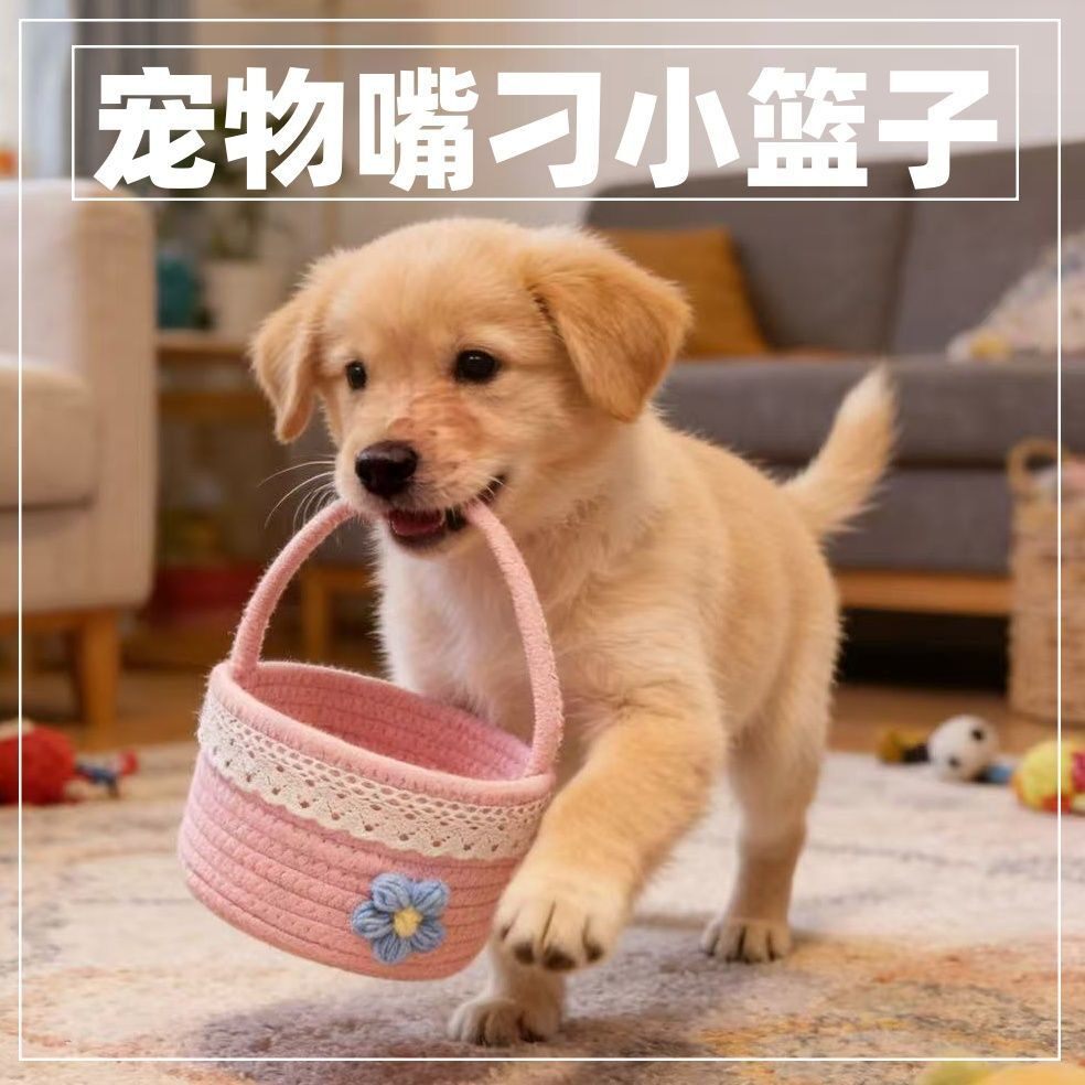萌宠专属编织小篮宠物嘴刁篮子专用篮宠物外出提篮狗狗训练用品篮