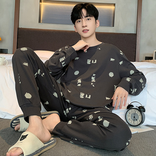 长袖 长裤 秋季 由果男装 套装 青年学生男士 新款 男 品牌纯棉睡衣男日式
