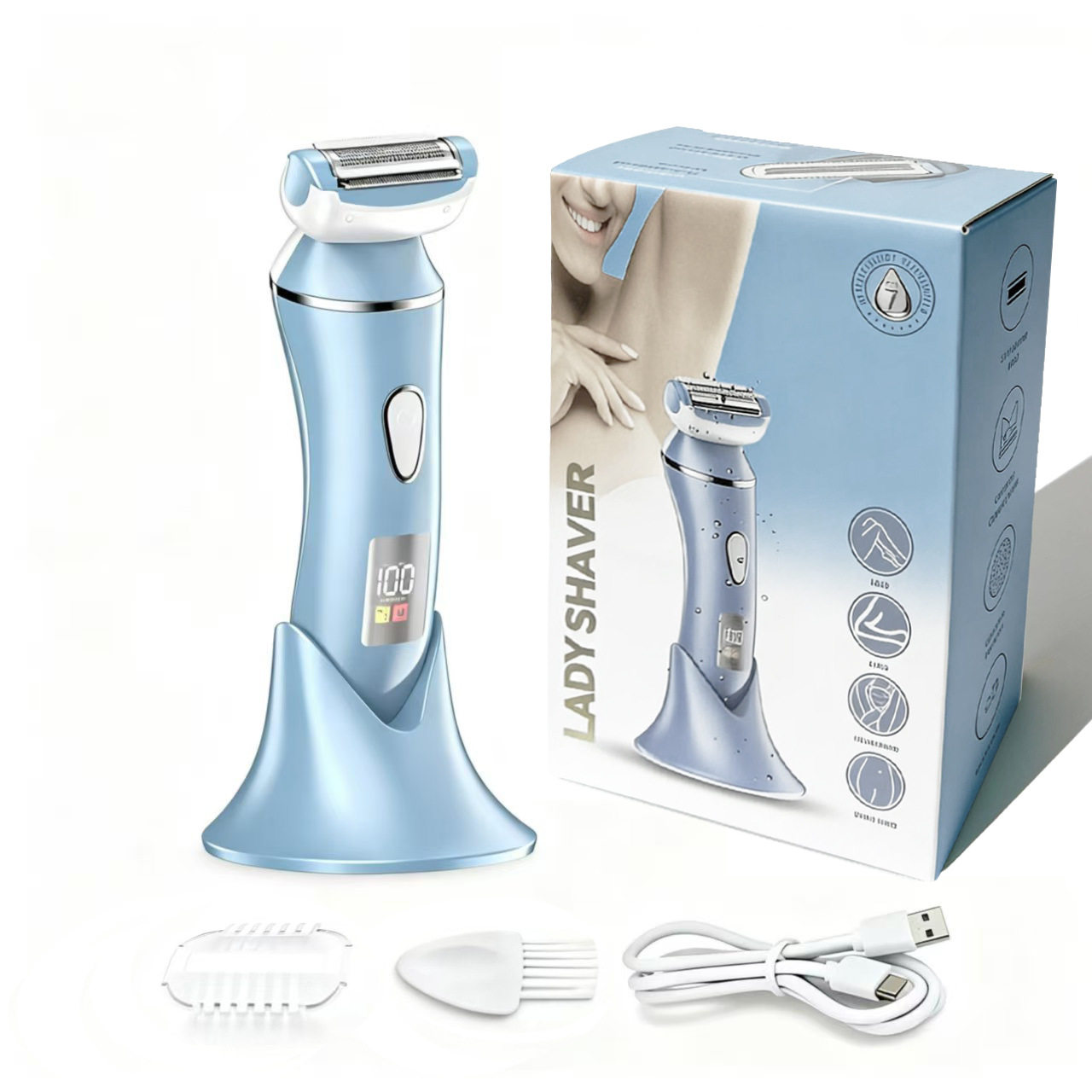 跨境男女用剃毛器私处腋下脱毛修剪器数显防水全身刮毛刀