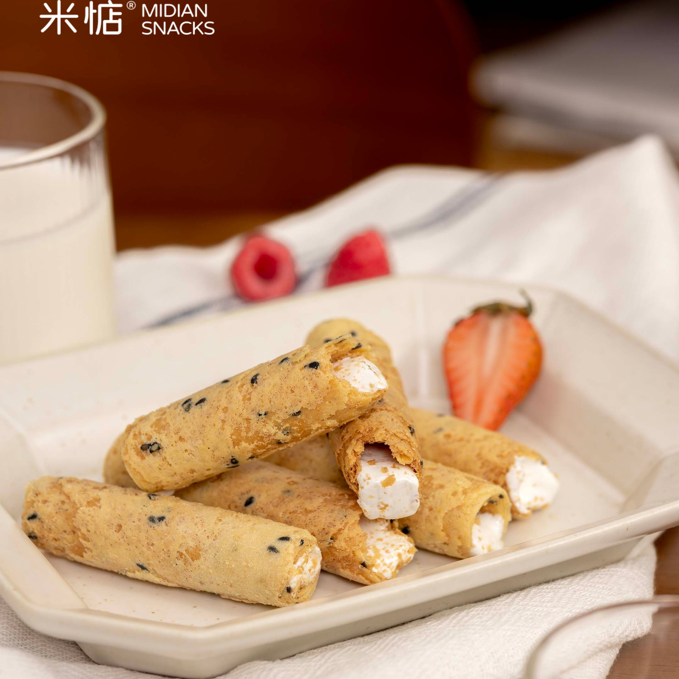 米惦牛轧口红蛋卷夹心纯手工蛋卷童年休闲零食茶点香浓蛋卷下午茶