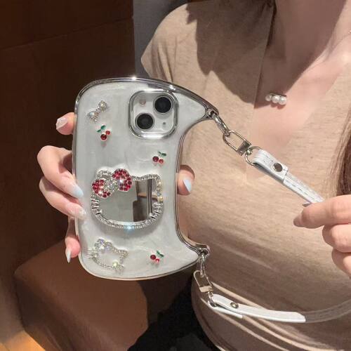 适用滴胶樱桃镜子KT猫手提包iphone17苹果16适用14/15pro max手机