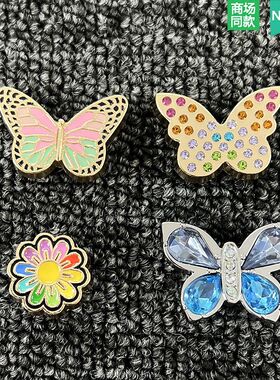 新款crocs女生洞洞鞋金属钻石系列饰品可拆卸鞋上配件洞洞鞋鞋花