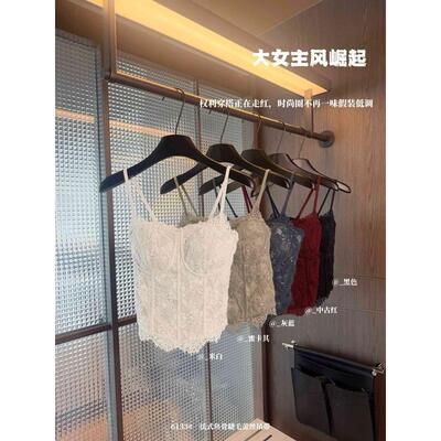 米娅林6133法式复古蕾丝美背吊带内衣修身显瘦一体杯内搭背心上衣