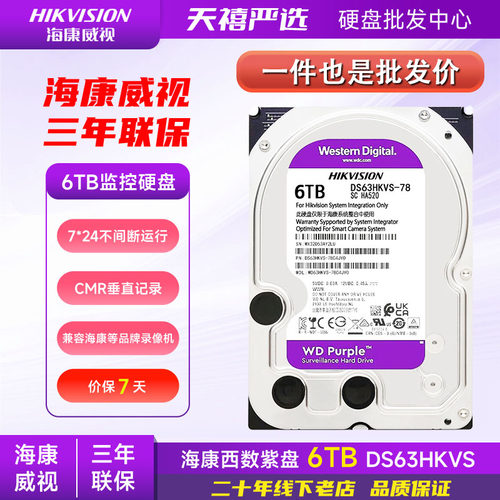 海康西数WD6TB监控级硬盘
