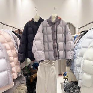 现货2025冬季新款针织拼接假两件立领90鸭绒羽绒服巨好看韩系
