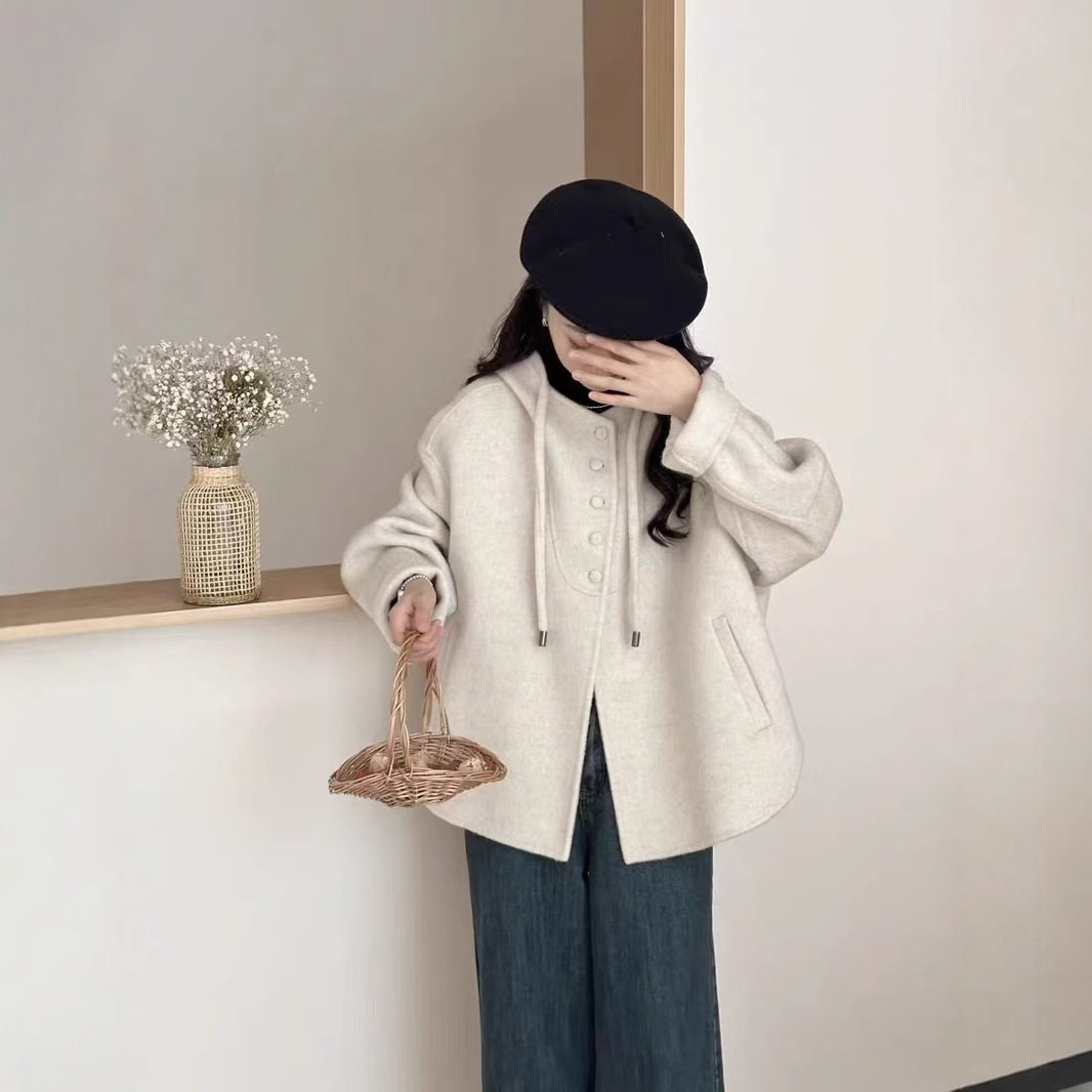 纯色抽绳连帽单排多扣落肩袖双面羊毛大衣毛呢外套女保暖秋冬,女装/女士精品,毛呢外套,淘宝优惠券,粉丝福利购,淘宝优惠卷