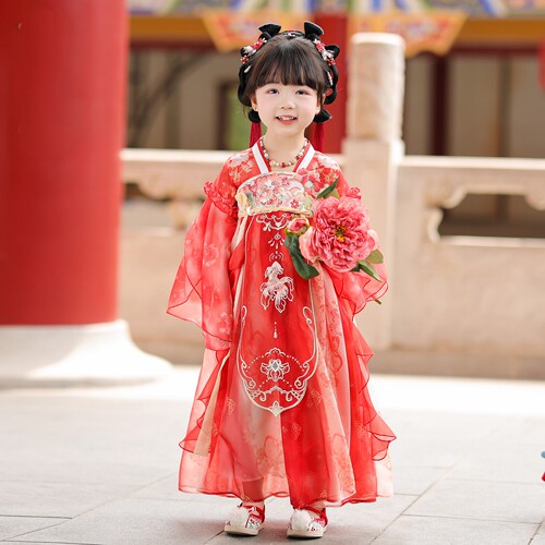 2026年秋款新品女童连衣裙汉服襦裙长裙刺绣中国风古风古装23318
