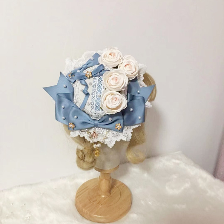 洛丽塔花嫁花朵发饰扁帽茶会发夹小礼帽头饰汉洋折衷头饰洋裙发饰