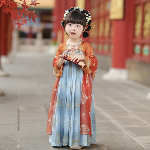 2026年秋款新品女童连衣裙汉服襦裙长裙刺绣中国风古风古装23323
