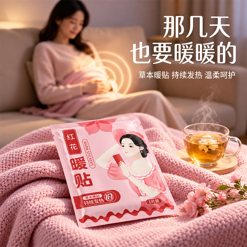工厂直销红花暖贴持续保暖自发热暖贴红花暖身贴家用便携暖宝宝