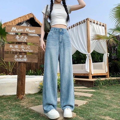 夏日空调天丝松紧腰牛仔裤女