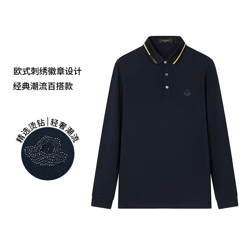 creazioni意大利青蛙男装长袖春秋季新款polo衫商务休闲舒适时尚