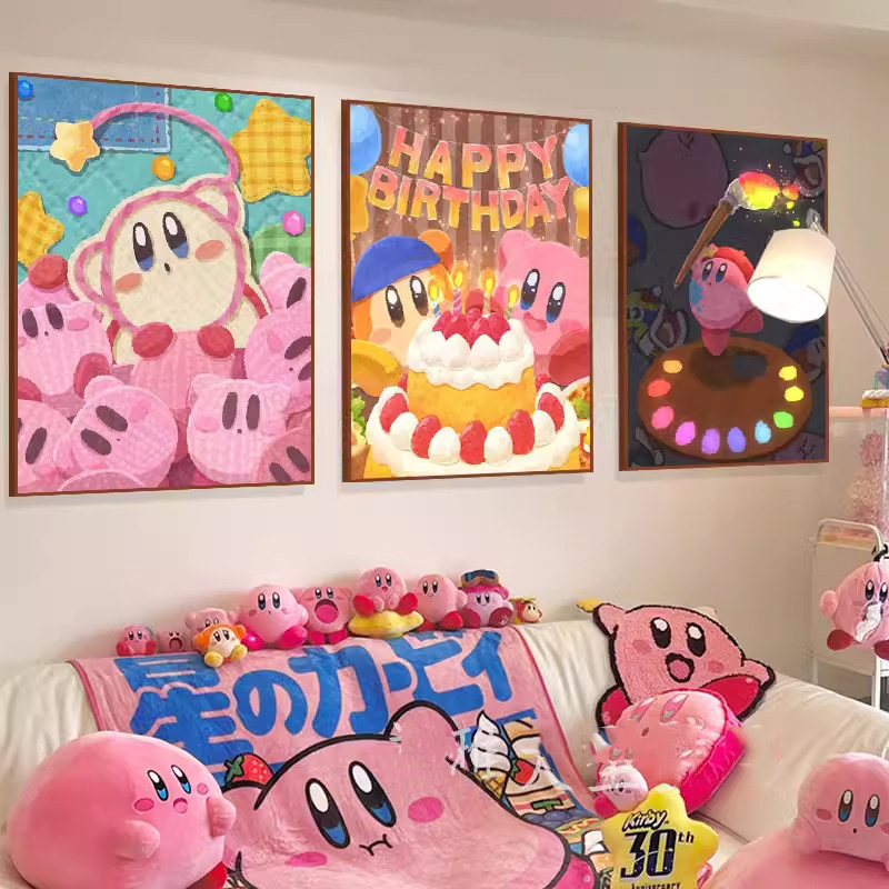 星之卡比装饰画粉色少女卧室儿童房卡通动漫可爱床头挂画公主房画