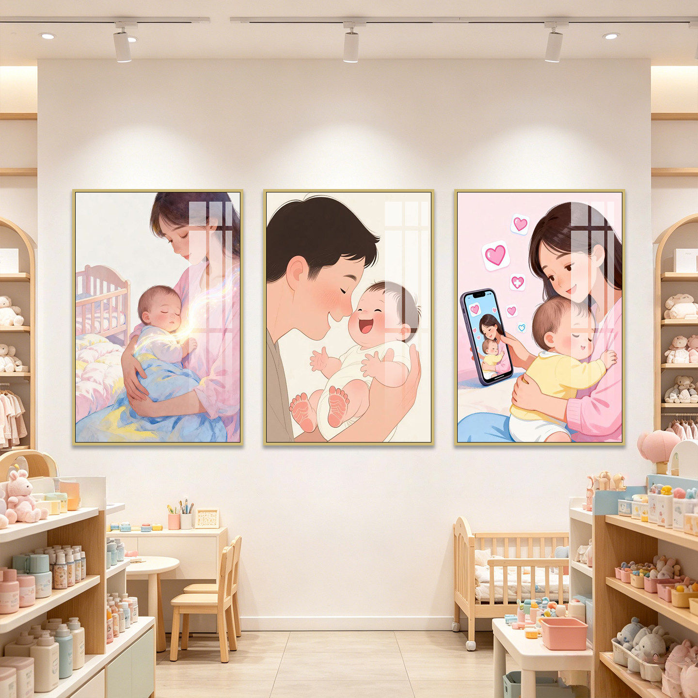 月子中心墙面装饰画产后修复产康店孕妈妈海报图婴儿房母婴室挂画