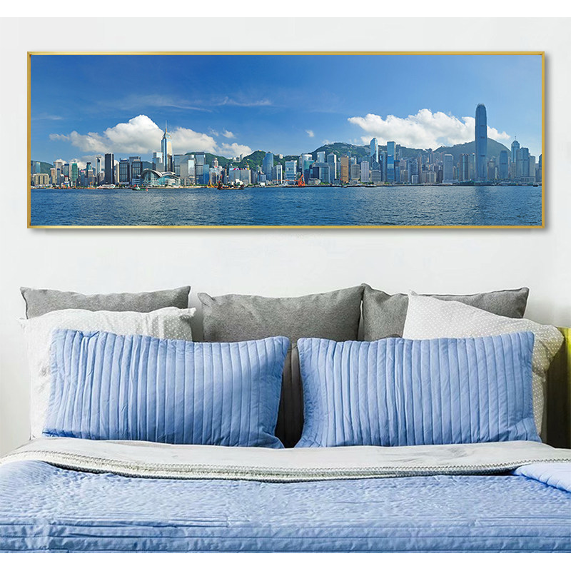 维多利亚港风景港式挂画香港城市建筑餐厅咖啡厅客厅办公室装饰画
