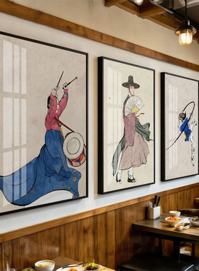韩国餐厅烤肉店装饰画朝鲜族民俗特色饭店壁画韩式泡菜料理店挂画
