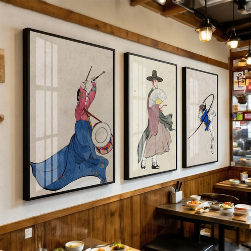 韩国餐厅烤肉店装饰画朝鲜族民俗特色饭店壁画韩式泡菜料理店挂画