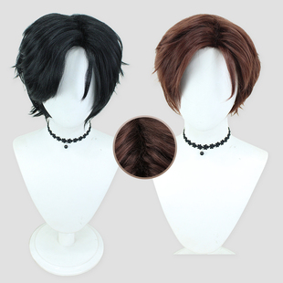 斩神 假面小队王面cos假发 同款林七夜中分偏分蓬蓬丝短发假发