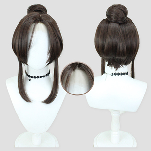混棕色仿手勾COS 代号鸢 广陵王假发套长头皮前蕾丝COS假发