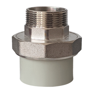 PPR灰色热熔外丝铜活接头4分6分1寸2寸4050/63外牙外螺纹过滤配件