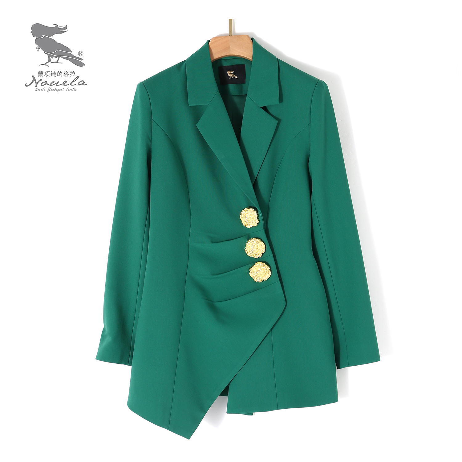 洛拉自制设计师款复古撞色收腰西装外套T2208