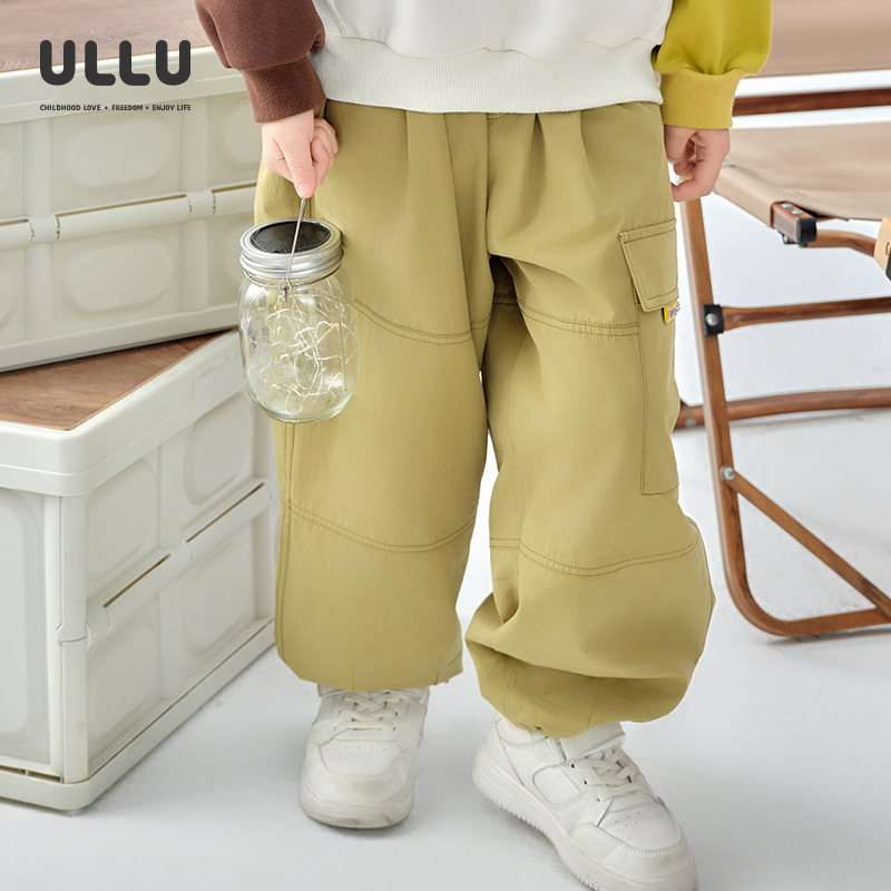 ULLU可调节脚口拼接工装裤长裤