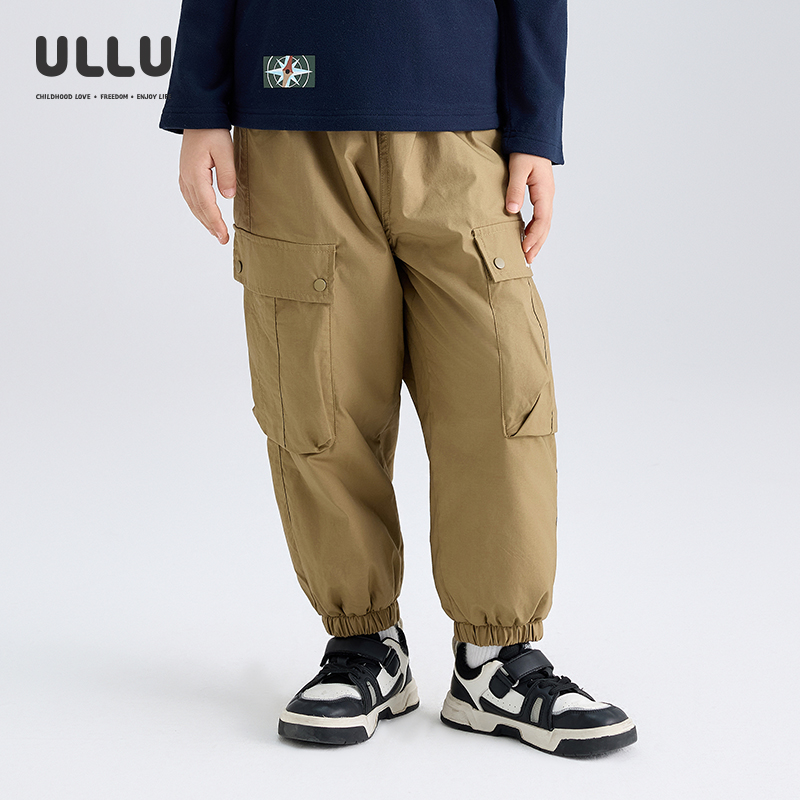 优露户外工装印花儿童加绒工装裤