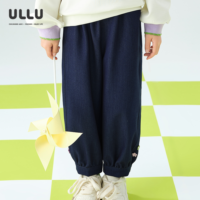 ULLU立体小花朵微锥形仿牛仔裤