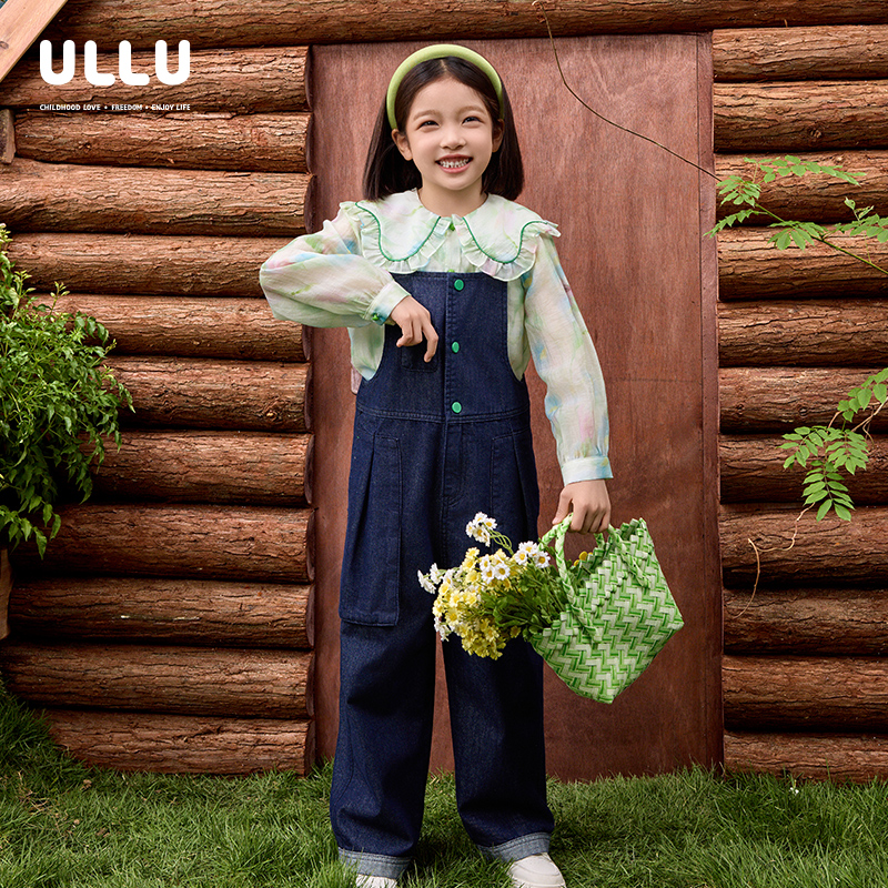 优露百搭直筒背带裤连体牛仔裤