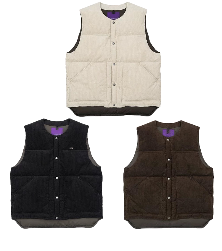 日单PPL紫标22AWCorduroyDownVest灯芯绒保暖羽绒马