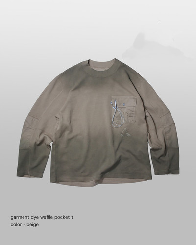 现货 安得王联名Grament-Dyed Waffle机能华夫格水洗长袖口袋T恤