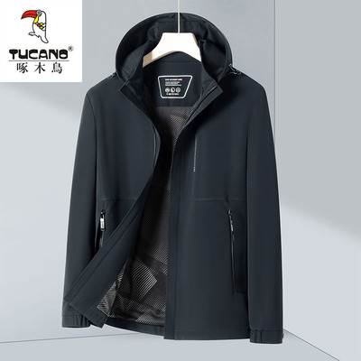 啄木鸟男秋冬可脱卸帽夹克衫外套