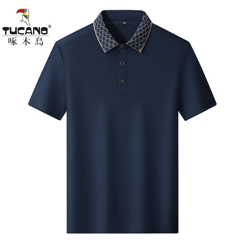 啄木鸟大码冰丝短袖polo衫男士夏季商务休闲男装上衣宽松翻领体恤