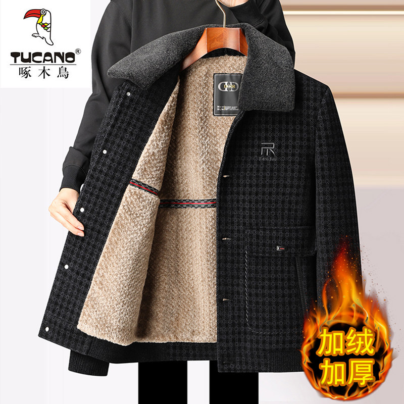 啄木鸟男士秋冬雪尼尔加绒夹克衫