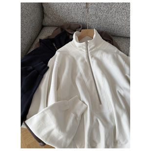 久违的好货 日式少量无补纯棉毛圈半拉链卫衣立领半高领长袖上衣