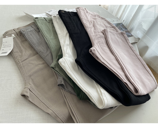 日单纯棉弹力斜纹牛仔裤铅笔裤直筒裤长裤