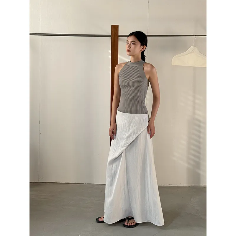 DVZ韩版高腰半身裙女2025春夏A字不规则小个子设计感半身长裙7903