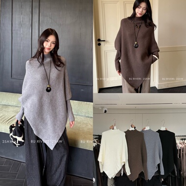 BU RIVERS-冬上新不规则设计感保暖百搭气质毛衣15117