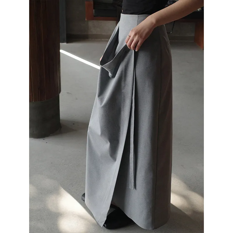 特DVZ设计感西装半身裙女2025新款中长款高腰气质A字包臀裙7916