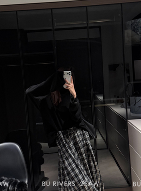 BU RIVERS-爆款推荐气质百搭显瘦氛围感格子半身裙(配腰带)S32632