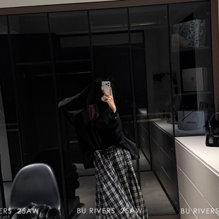 RIVERS 配腰带 爆款 气质百搭显瘦氛围感格子半身裙 S32632 推荐