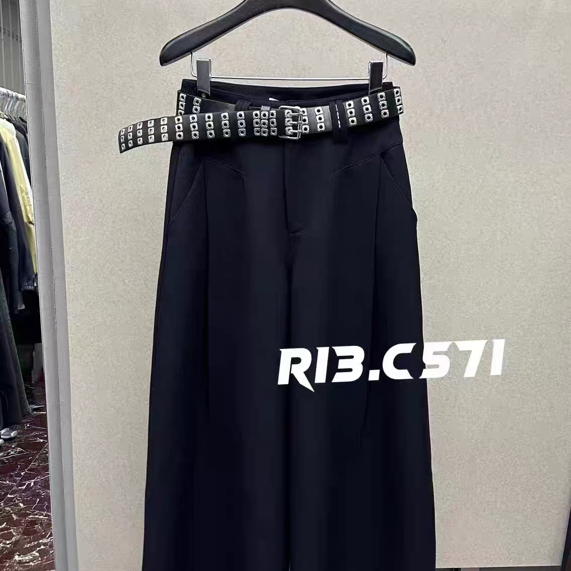 R13正品2025秋冬阔腿直筒裤百搭休闲长裤休闲裤配腰带加绒2159