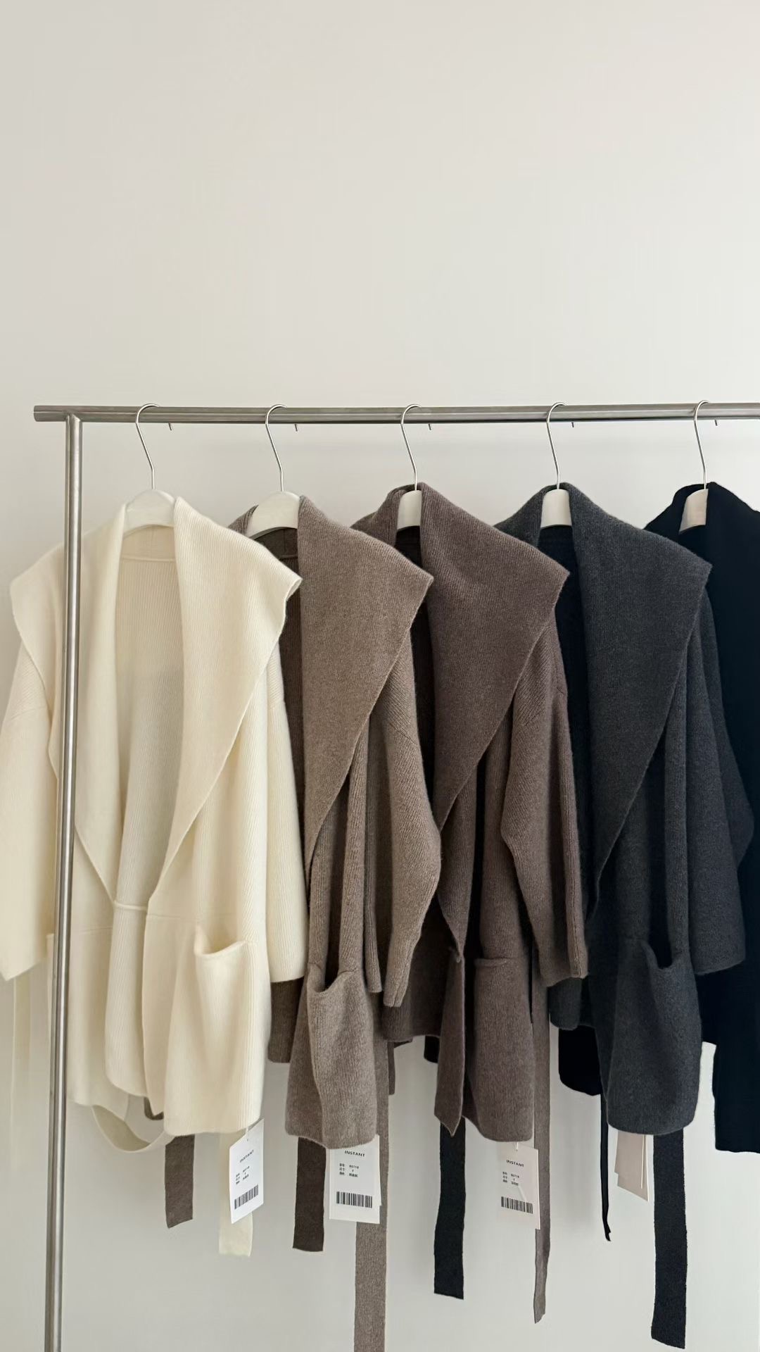 instant2025秋冬新款老钱风慵懒翻领羊毛系腰带针织显瘦外套女