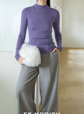 ES MODISH约大牌半高领纯色内搭羊毛针织衫（含100绵羊毛）BL4143