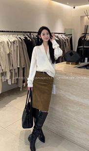 女冬季 高级感交叉V领毛衣针织衫 宽松显瘦慵懒上衣 法式 MOLS正品