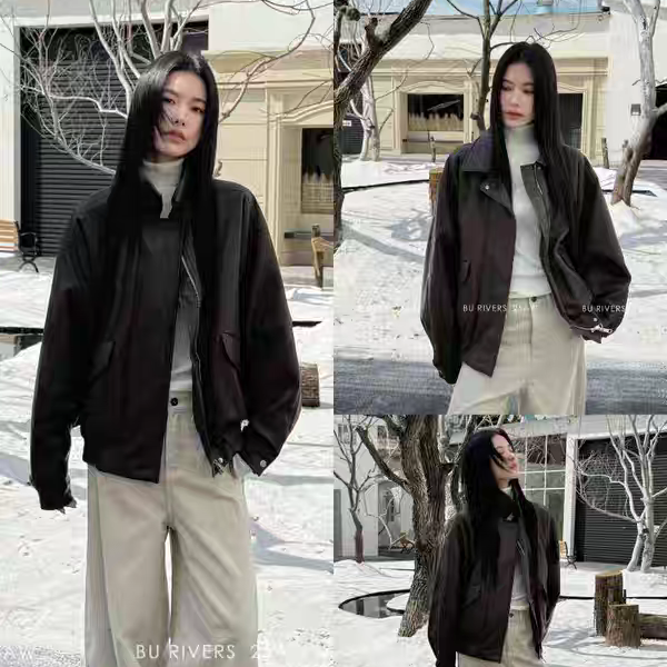 BU RIVERS-冬上新羊毛棉自发热机车休闲通勤气质棉服S32388